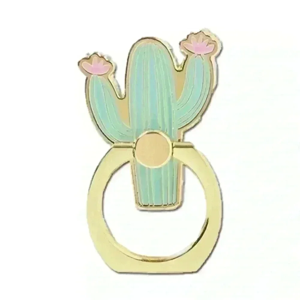 Cactus Cell Phone Ring Gold 1.5x1 inch Cute Selfie Holder Desert Arizona